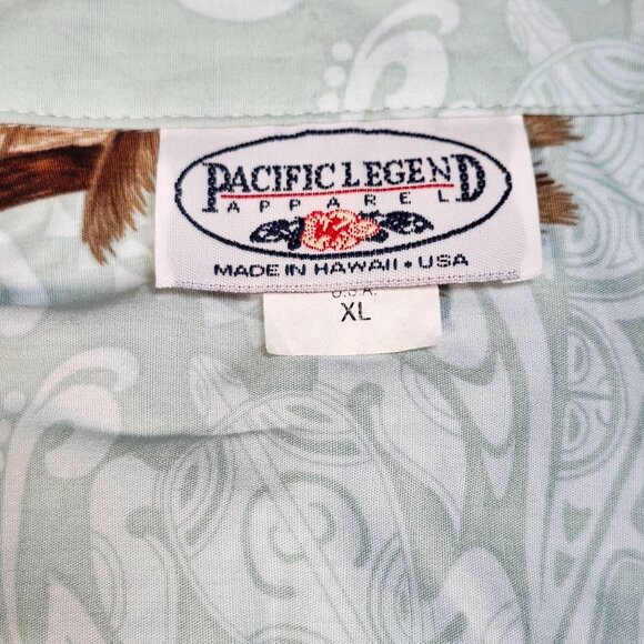Pacific Legend Hawaiian Aloha Shirt Lt Green XL Honu Tiki Surfboards - Picture 4 of 9